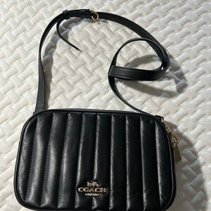 Coach Black Quilted Crossbody Bag with Gold Accents